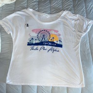 Theta Phi Alpha Flowy White Coachella T-Shirt, Medium